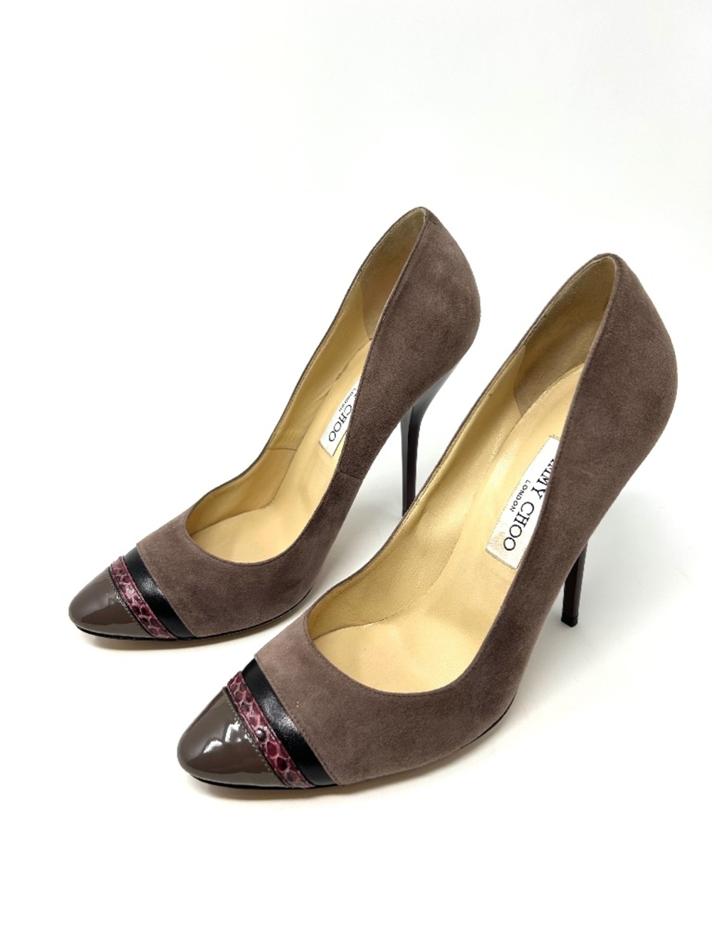 Jimmy Choo Taupe Suede High Heels Size US 10/ IT 40